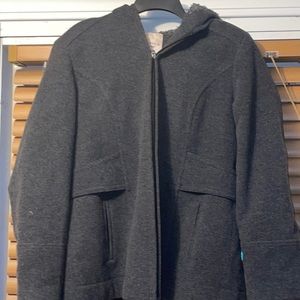 Dark Gray Wool Coat with Hood